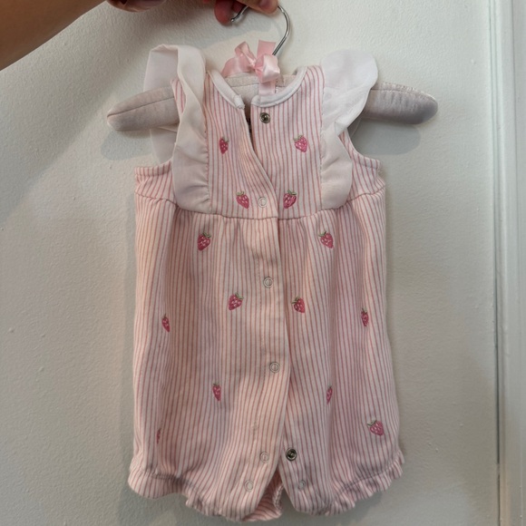 Little Me Strawberry Romper with Ruffle 3-6 months - Picture 1 of 6